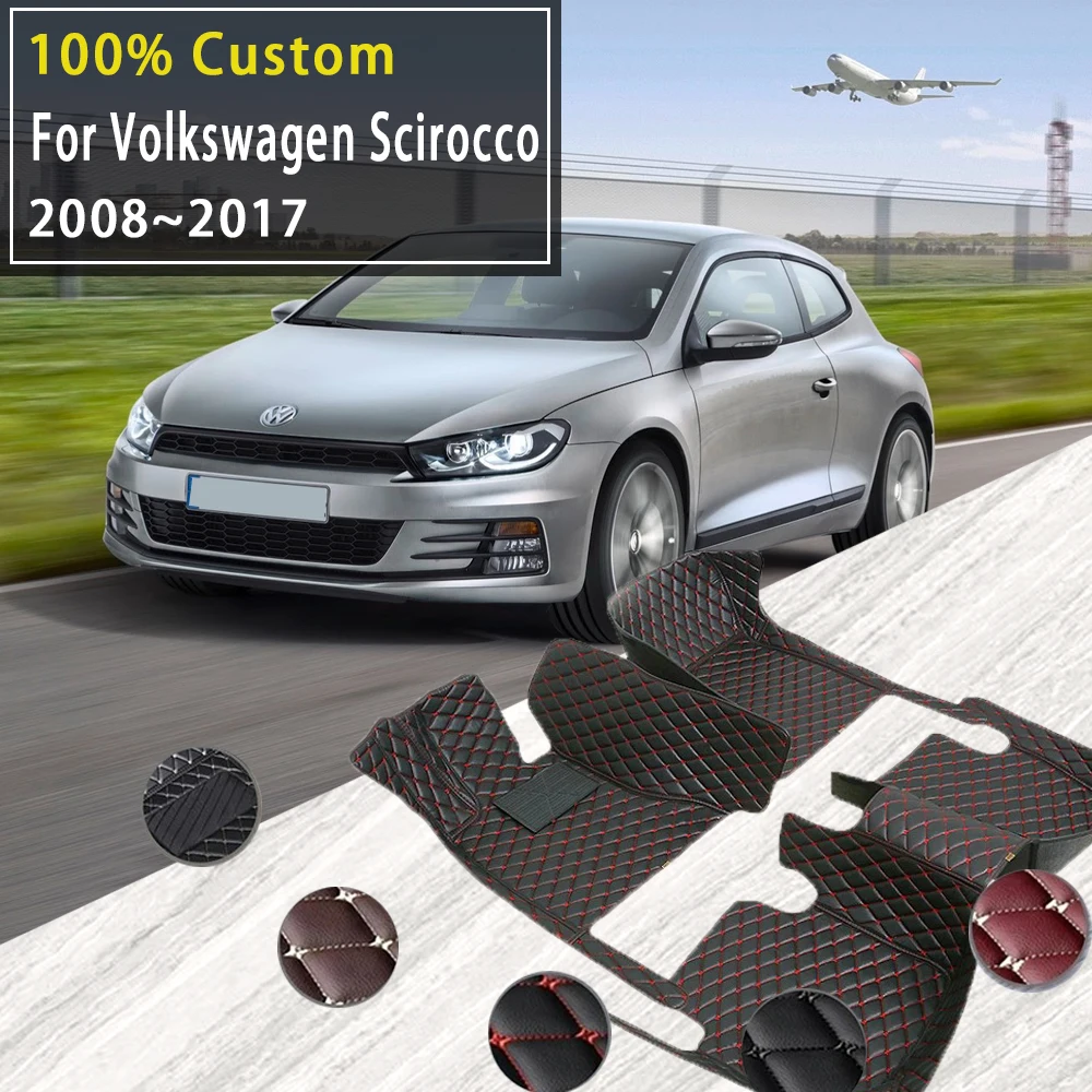 

Car Floor Mats For Volkswagen VW Scirocco MK3 2008~2017 Leather Mats Rugs Carpet Full Set Auto Interior Part Accessories 2016
