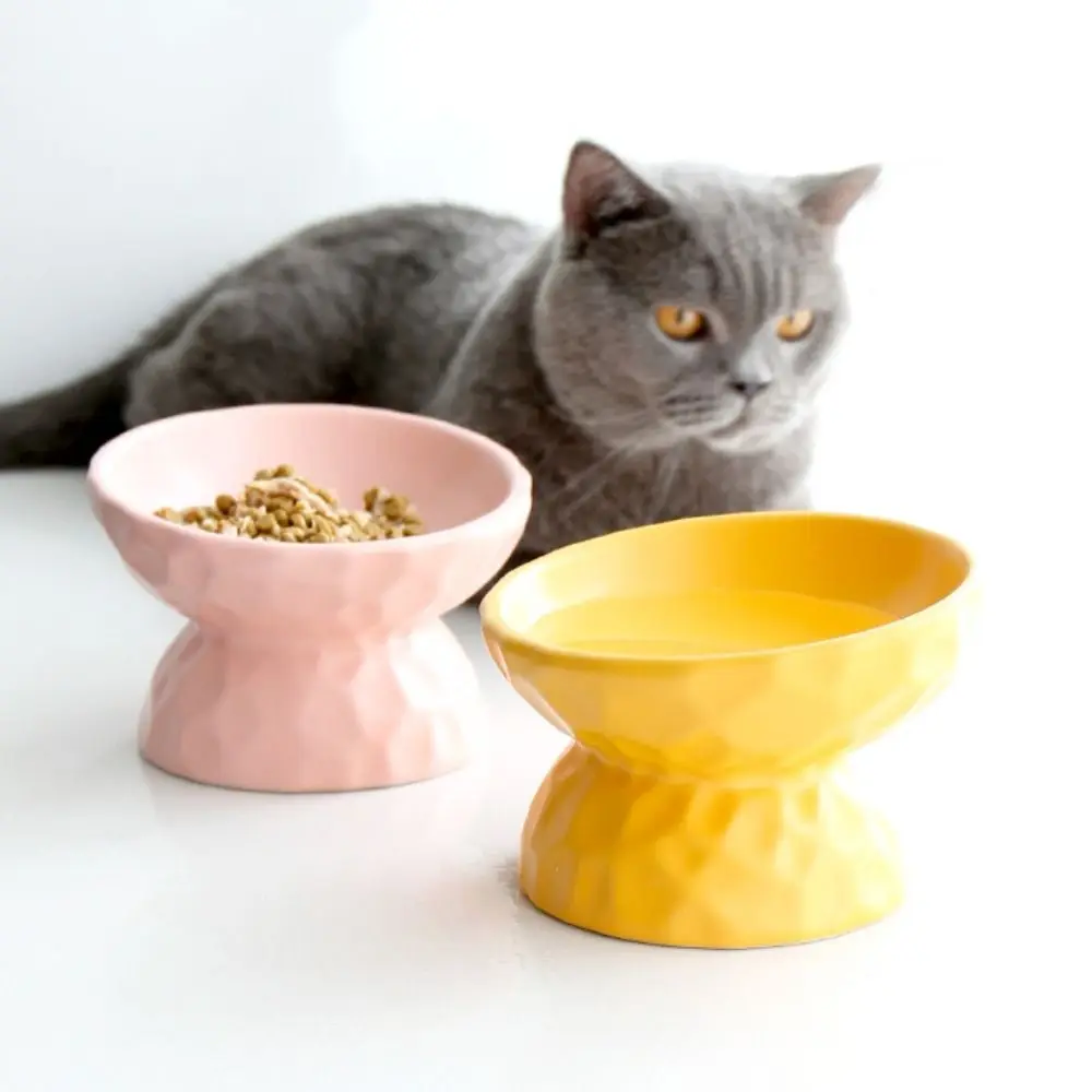 Anti Knock Ceramic Cat Bowl Creative Multi-use Dog Food Feeding Basin Non-slip Anti Tipping Pet Drinking Feeder Neck Protection