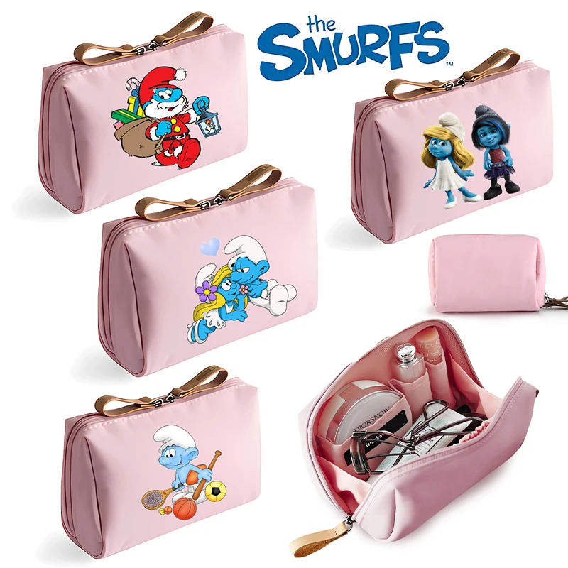 Anime Smurfs donne astuccio cosmetico ragazza film Cartoon stampa femminile adolescente ufficio portatile studente moneta trucco borsa carino Vogue