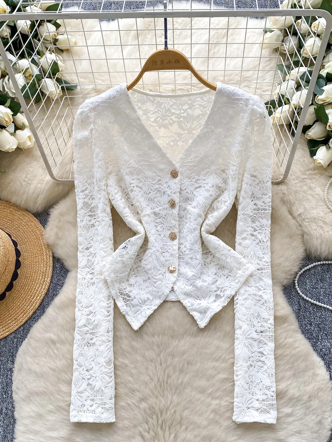 قمصان وبلوزات دانتيل بنية اللون برقبة على شكل حرف v عتيقة 90s جمالية أنيقة Y2k 2000s قميص طويل الأكمام ملابس ربيع الخريف 2025