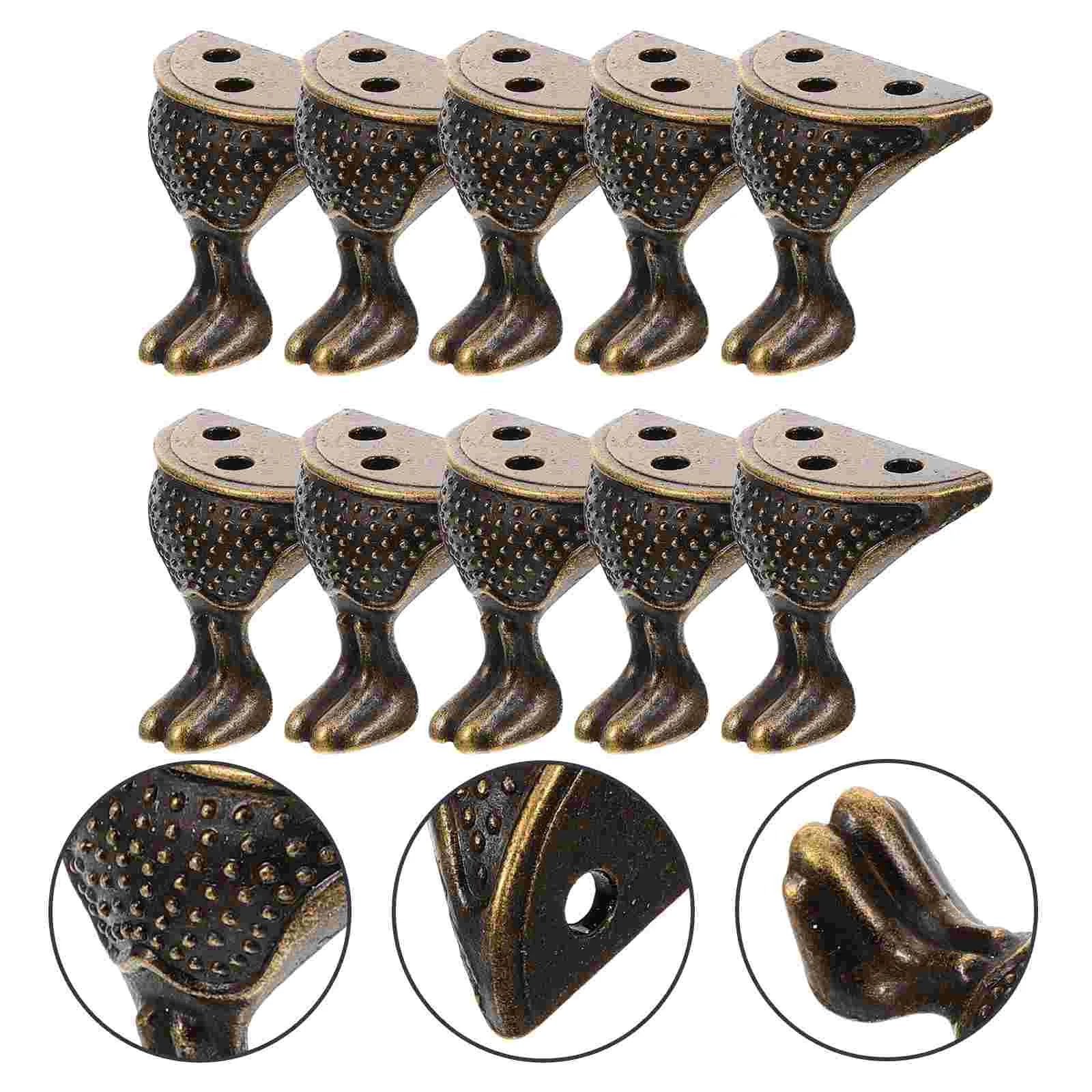 10 Pcs Decorative Box Base Zinc Alloy Table Legs Furniture Feet Metal Short Replacement Sofa for