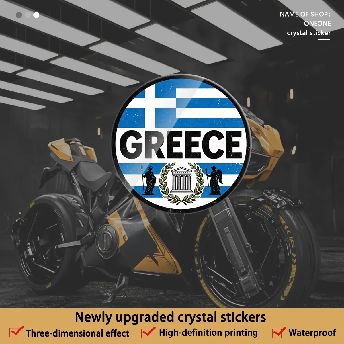 3 Stück Aufkleber mit griechischer Flagge, wasserfest, für Auto, Motorrad, Laptop