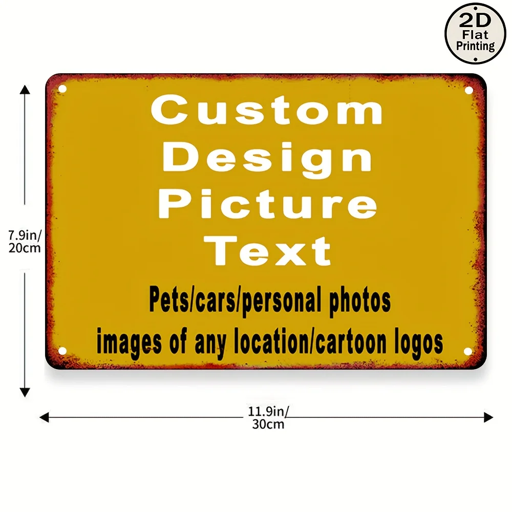 1PC Custom Photo Text 2D Iron Sheet Painting - Personalized Metal Tin Sign for Home, Bar, Garage, DIY Wall Art Decor - view 6