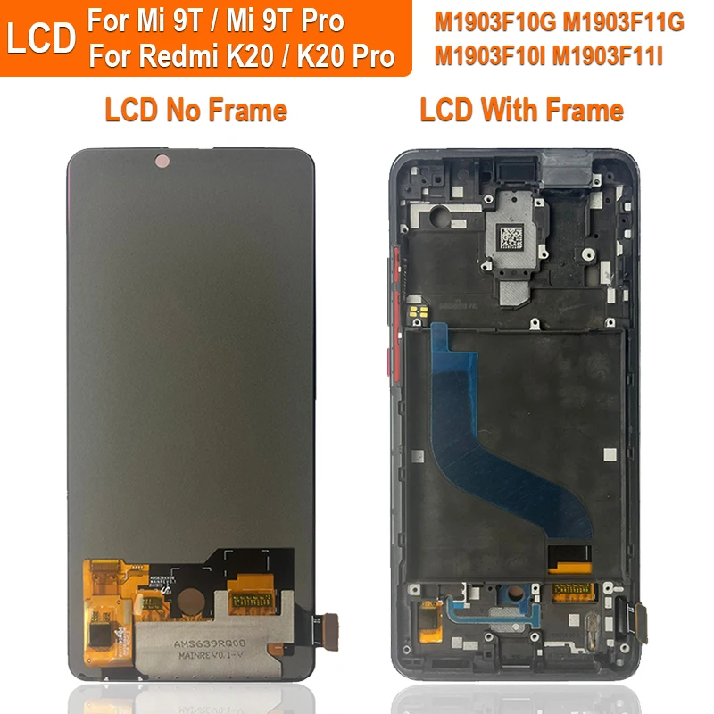 6.39  Super AMOLED Display For Xiaomi Redmi K20 / K20 Pro LCD Touch Screen Digitizer Assembly For Xiao Mi 9t 9T Pro LCD Screen