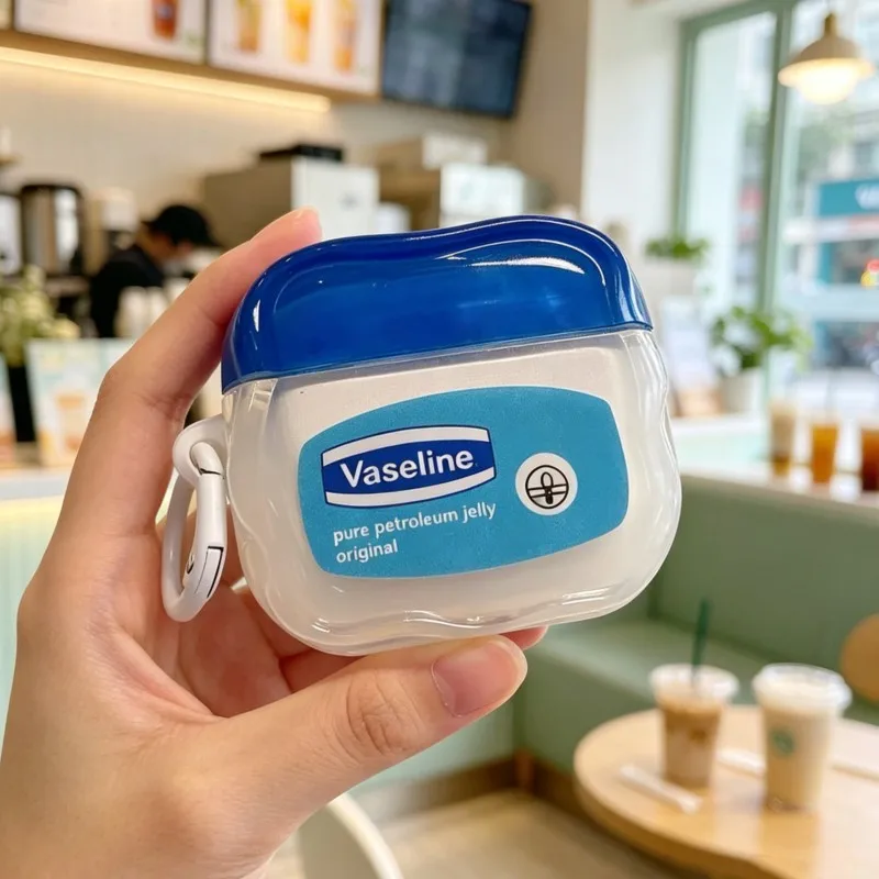 Creative Vaseline shaped For AirPods case with keychain for AirPods 4 3 2 1 Pro 2 Pro 3 Bluetooth earphone case/earphone cover
