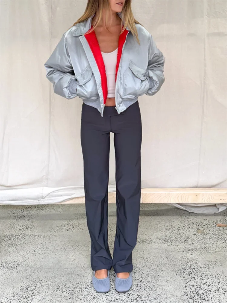 Sliver Short Workwear Jacket Oversized Loose Fit Streetwear Chic Trendy Casual Street Style 2026 Women Fall Spring New Overcoat