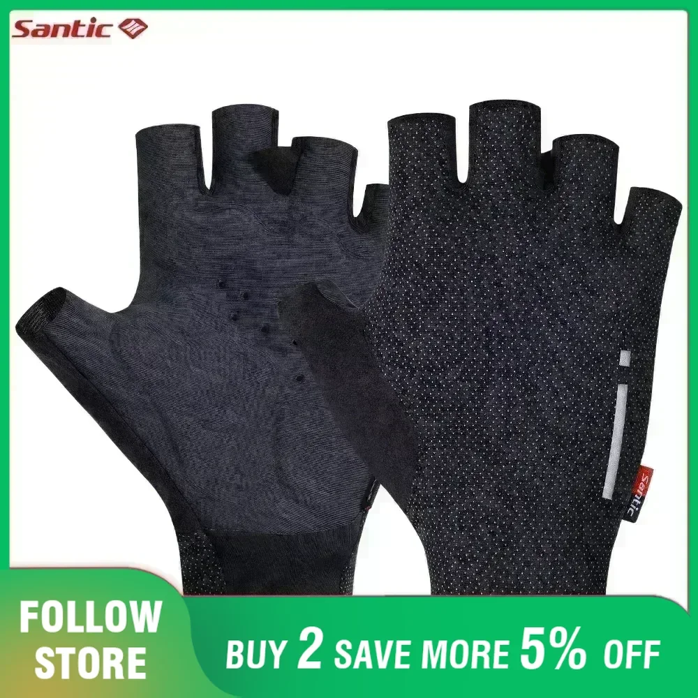 

Santic Cycling Gloves Summer Outdoor Bicycle MTB Half Finger Gloves Anti -friction Breathable Finger Protective Cover Universal