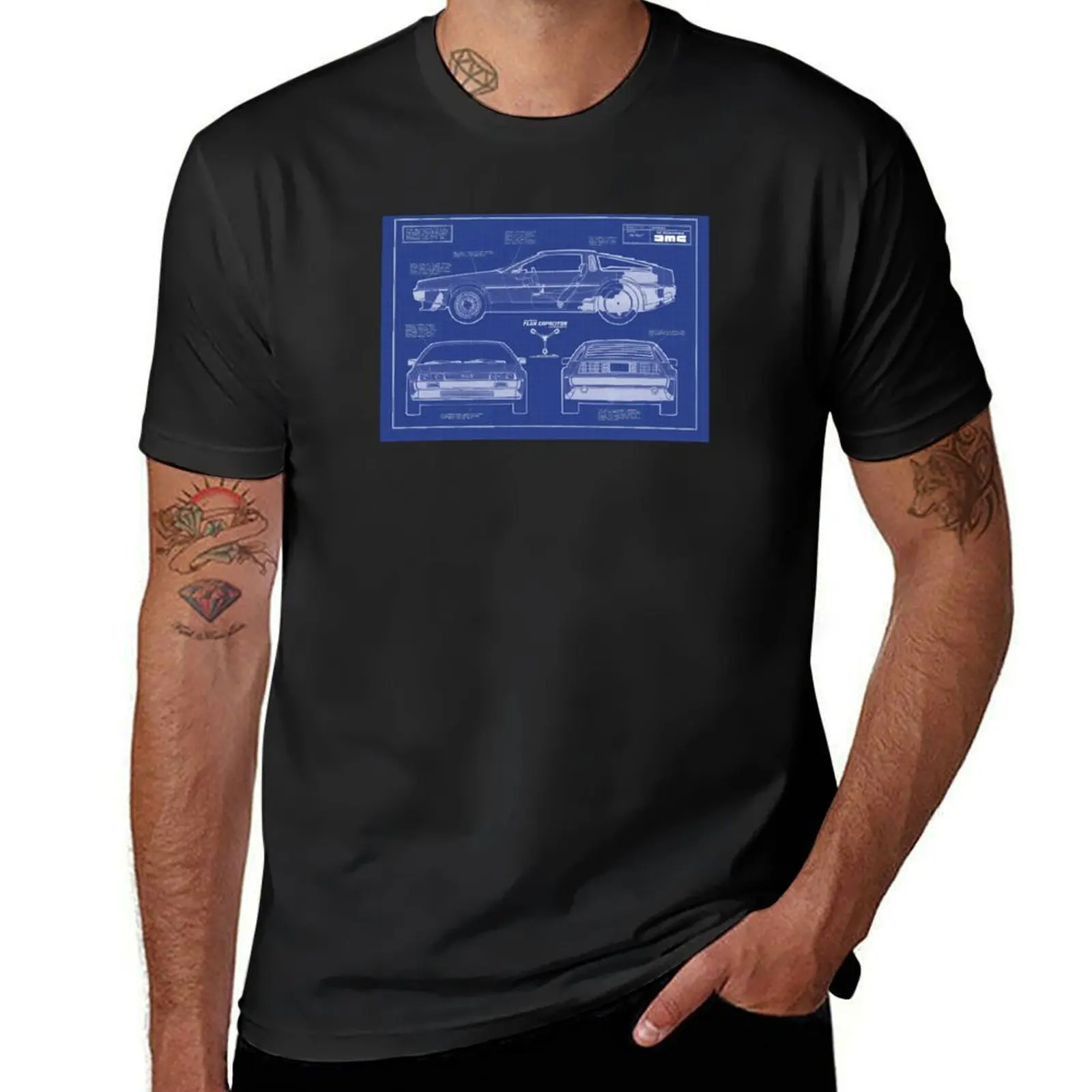 Back To The Future DeLorean Time Machine Schematics T-Shirt funnys hippie clothes plus sizes blanks t shirts for men graphic