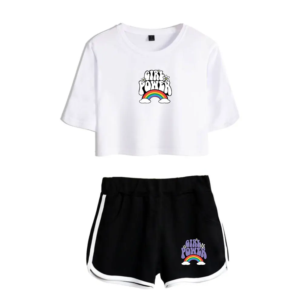 Stokes Twins Girl Power Vintage 90s logo Merch Tops Fashion Two Piece Set Shorts+Lovely TShirt Streetwear Harajuku Outwear