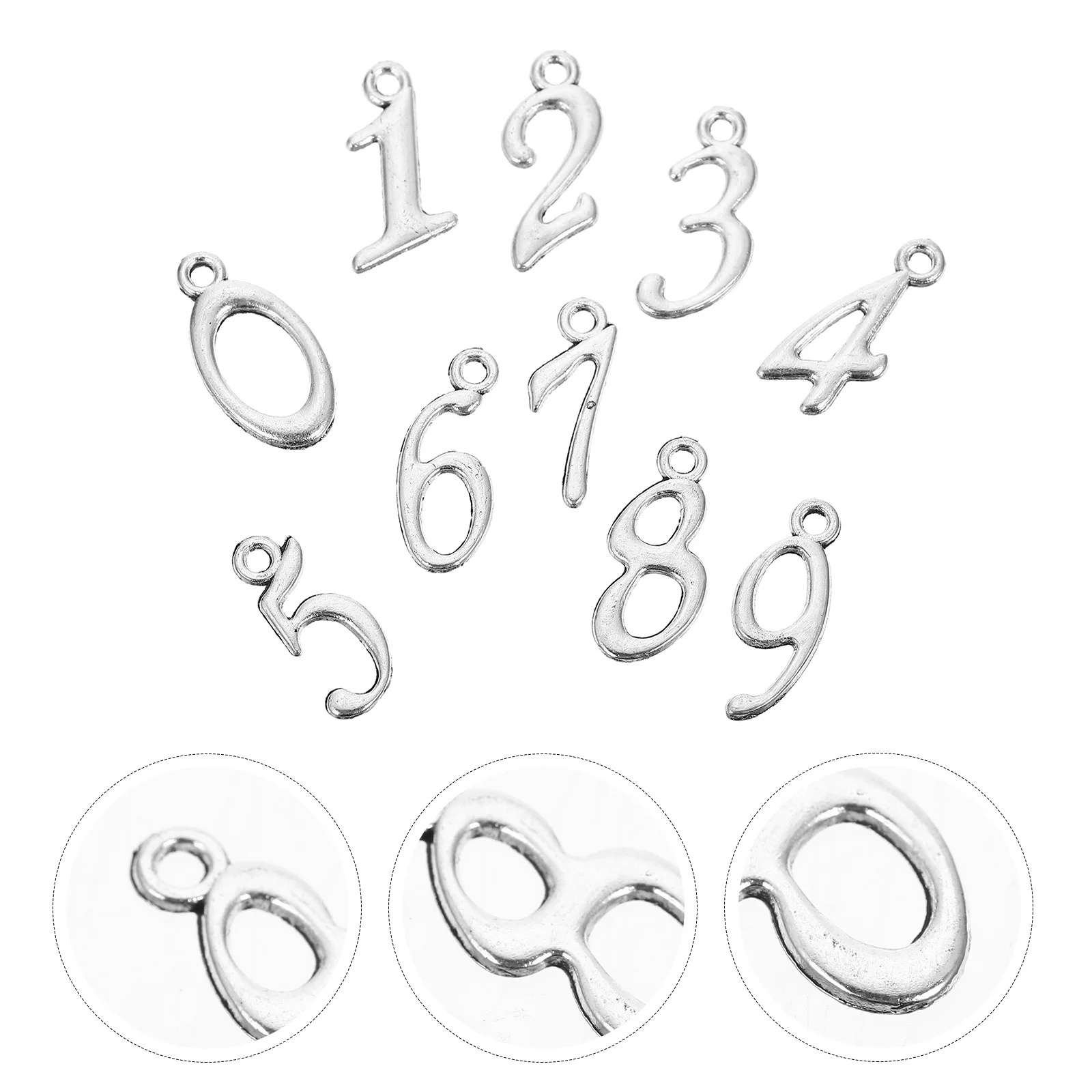 

50pcs Number For Necklace Bracelet Jewelry Making Diy Accessories Alloy Metal Decorative Charms Craft Keychain 0-9