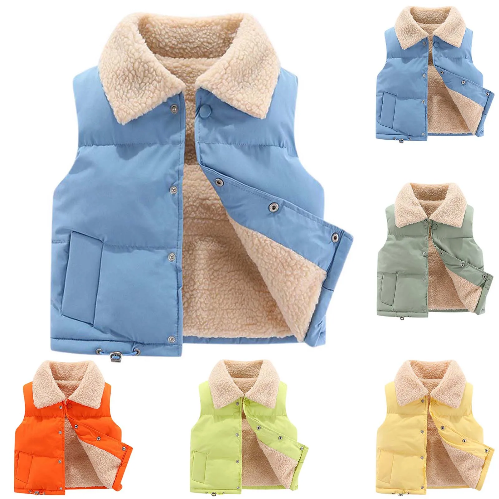 

Kids Thick Vests Cold Winter Baby Girl Sleeveless Jacket Thicken Velvet Coats Boys Jackets Warm Coats Toddler Children Vest