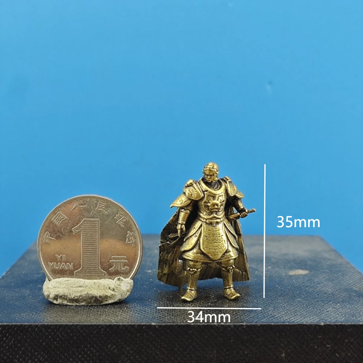 Brass Ancient Soldier Figurine Qin Dynasty General Meng Tian Model Plate Armor Warrior Miniatures Copper Sculpture Craft Gift