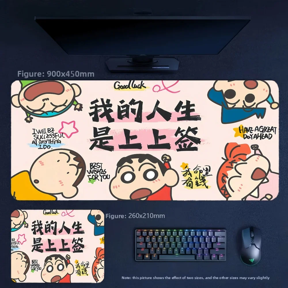 Cartoon Animation Crayon Shin Chan's Family Pattern Non-slip Leather Mouse Pad Girls Office High Value Cute Large Size Table Mat