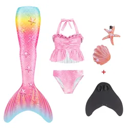 Déguisement de plage queue de sirène pour filles, maillot de bain d'été pour enfants, peut ajouter des monopalmes, bikini, cosplay