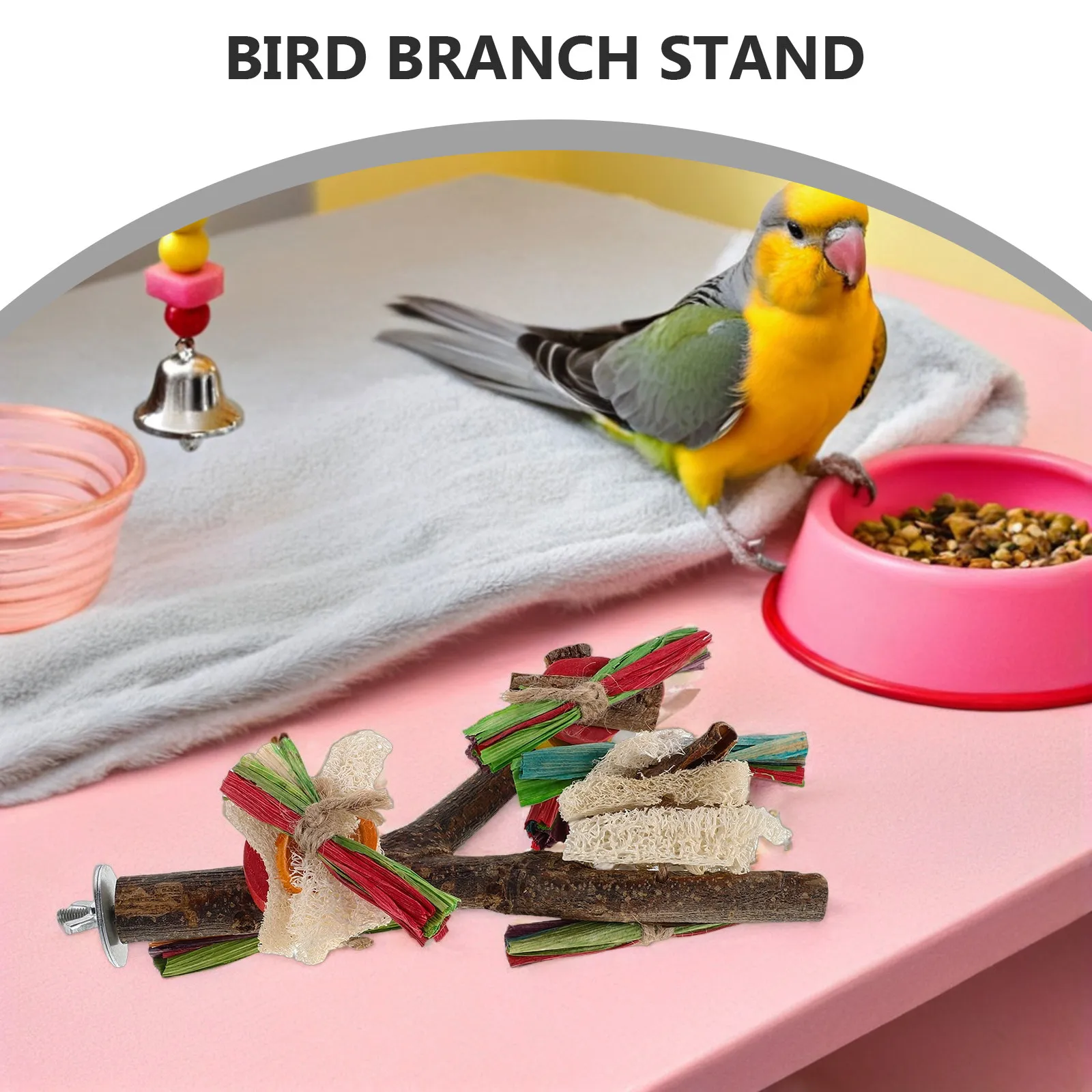 2Pcs Natural Wood Parrot Stand Perch Bird Tree Branch Rest Platform Cage Solid Wooden Fork Macaw Conure Cockatiel Parakeet Play