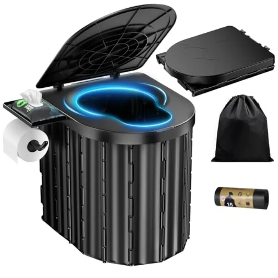 

Portable Toilet, Upgraded 15'' toilet With Removable Paper Holder, Camping Toilet With A Load Capacity Of 450 Lbs, Portable Pot