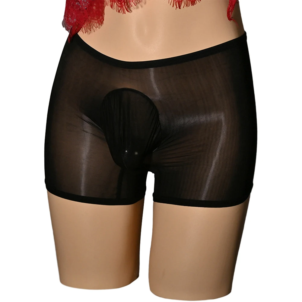 

Трусы-боксеры мужские с мешочком-помпоном, глянцевые, соблазнительное Эротическое нижнее белье