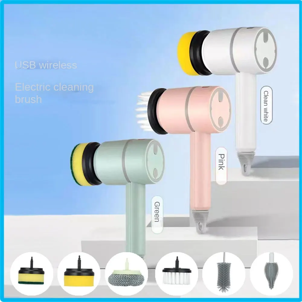 1/3/5pc Electric Cleaning Brush Heads Dish Washers Wireless Dish Washing Brush Kitchen Bathtub Tile Stains Cleaning Tools