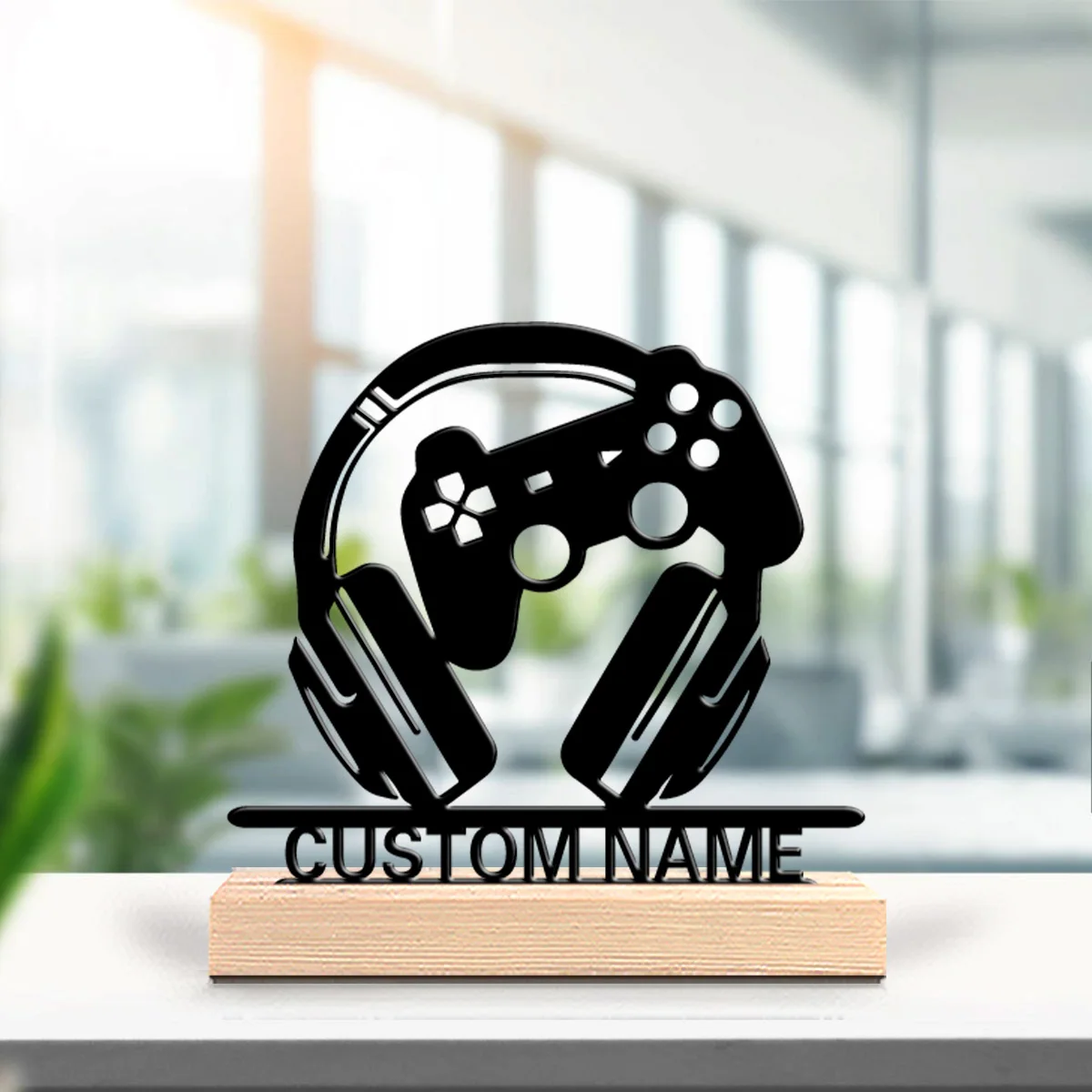 1pc mode personnalisé GamePad Statues en métal Art avec Base en bois table Base en bois jeu de table pour stratégiurs
