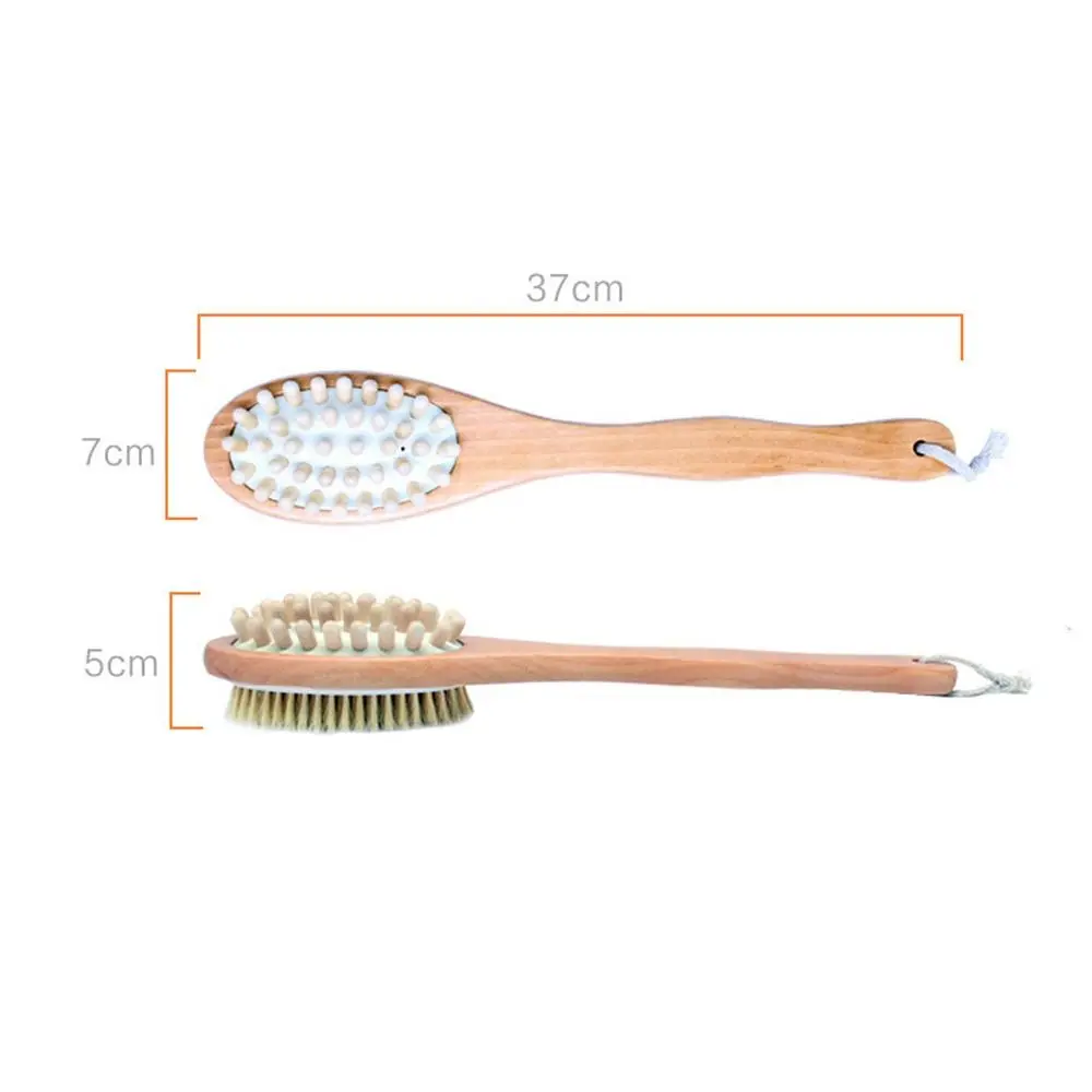 Bristle Body Bath Brush Back Scrubber Long Natural Wooden Handle Shower