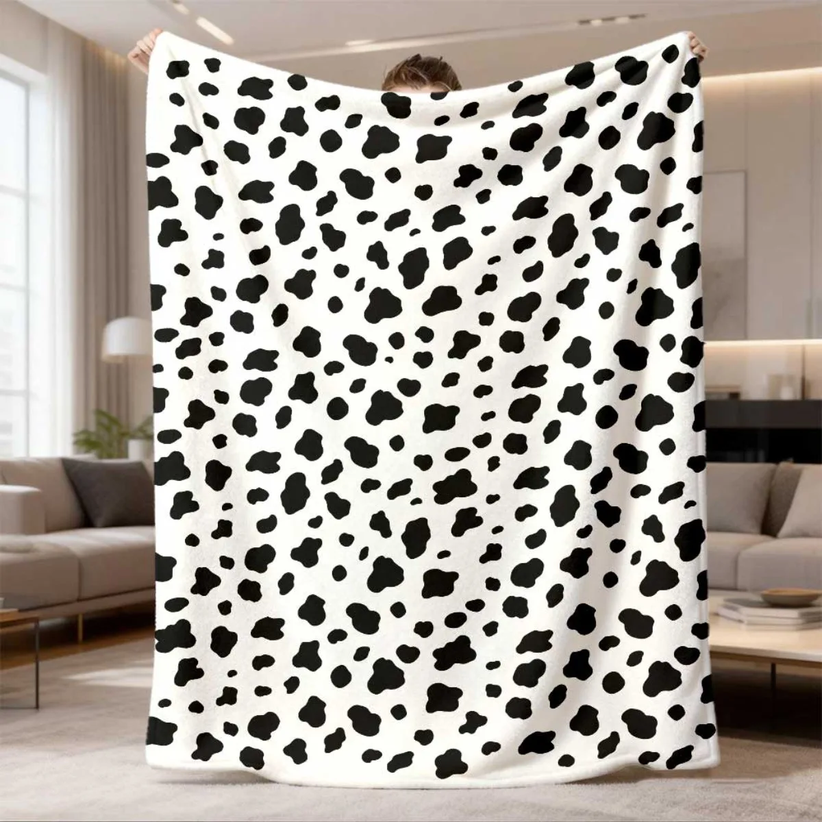 Cow Print Blanket Black White Cow Spots Pattern Retro Aesthetic Bedspread Throw Blanket Living Room Couch Bed Decor