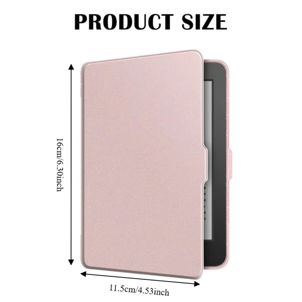 6 inch Protective Case Auto Wake/Sleep Glitter Powder Acrylic Back Cover Wear Resistant Clear for KOBO Clara Color/2E/BW