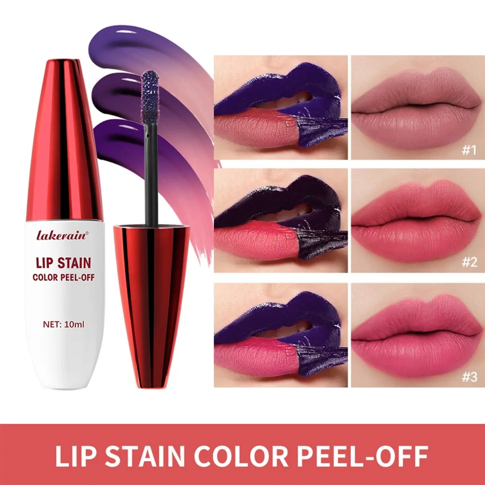 Hot 3-kleuren peel-off lipgloss niet gemakkelijk te vervagen mat oppervlak lipvlek waterdicht roze roze lip tint geschenken