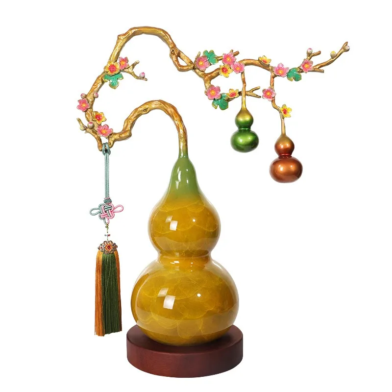 Copper gourd ornament, Fulu prosperous living room office feng shui decoration opening housewarming gifts to customers