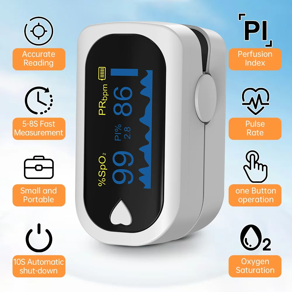 HUBLIZER Finger Pulse Oximeter Blood Oxygen Saturation Meter Heart Rate Monitor Child Pulse Oxiometer OLED Oximetro De Dedo