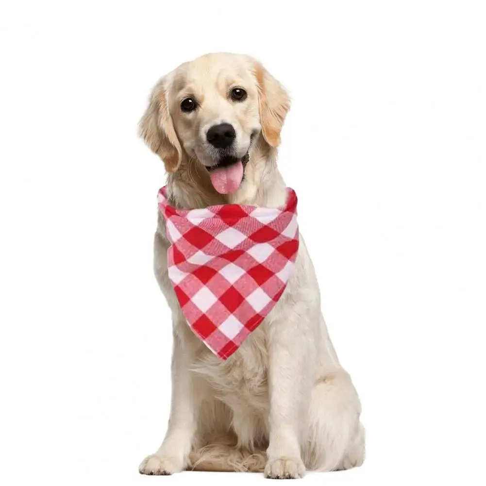 Pet Towel Pet Scarf Plaid Towel for Dogs Soft Comfortable Water Absorbent Neck Scarf with Fine Workmanship Pet Towel with Smooth