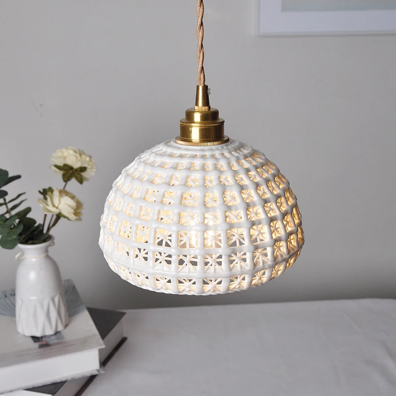 Nordic Simple Restaurant Chandelier Japanese Retro Bedside Corridor Bay Window Bar Ceramic Basket Chandelier