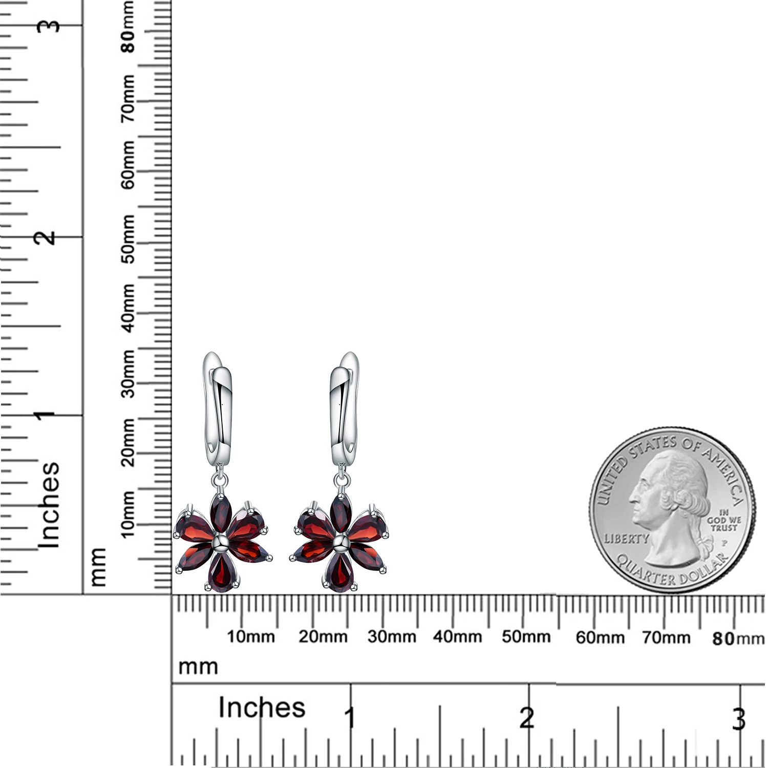 Gem\'s Ballet Solid 925 Sterling Silver Fine Jewelry Flower Design Garnet Stone Gorgeous Drop Earrings For Women