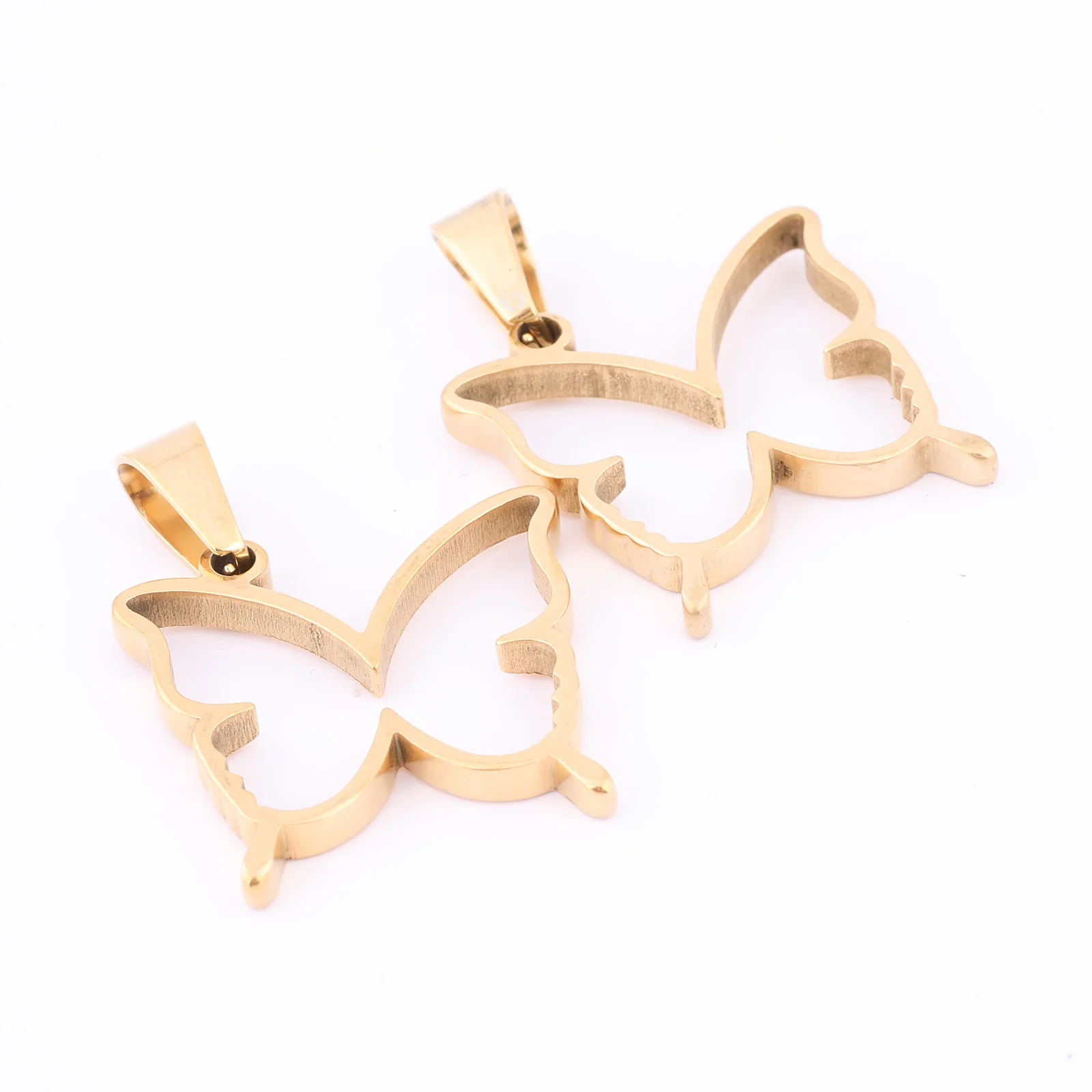 10pcs Stainless Steel Gold Plated Open Bezel Butterfly Charms Diy Pendant Frame Blanks For Resin Jewelry Making Supplies