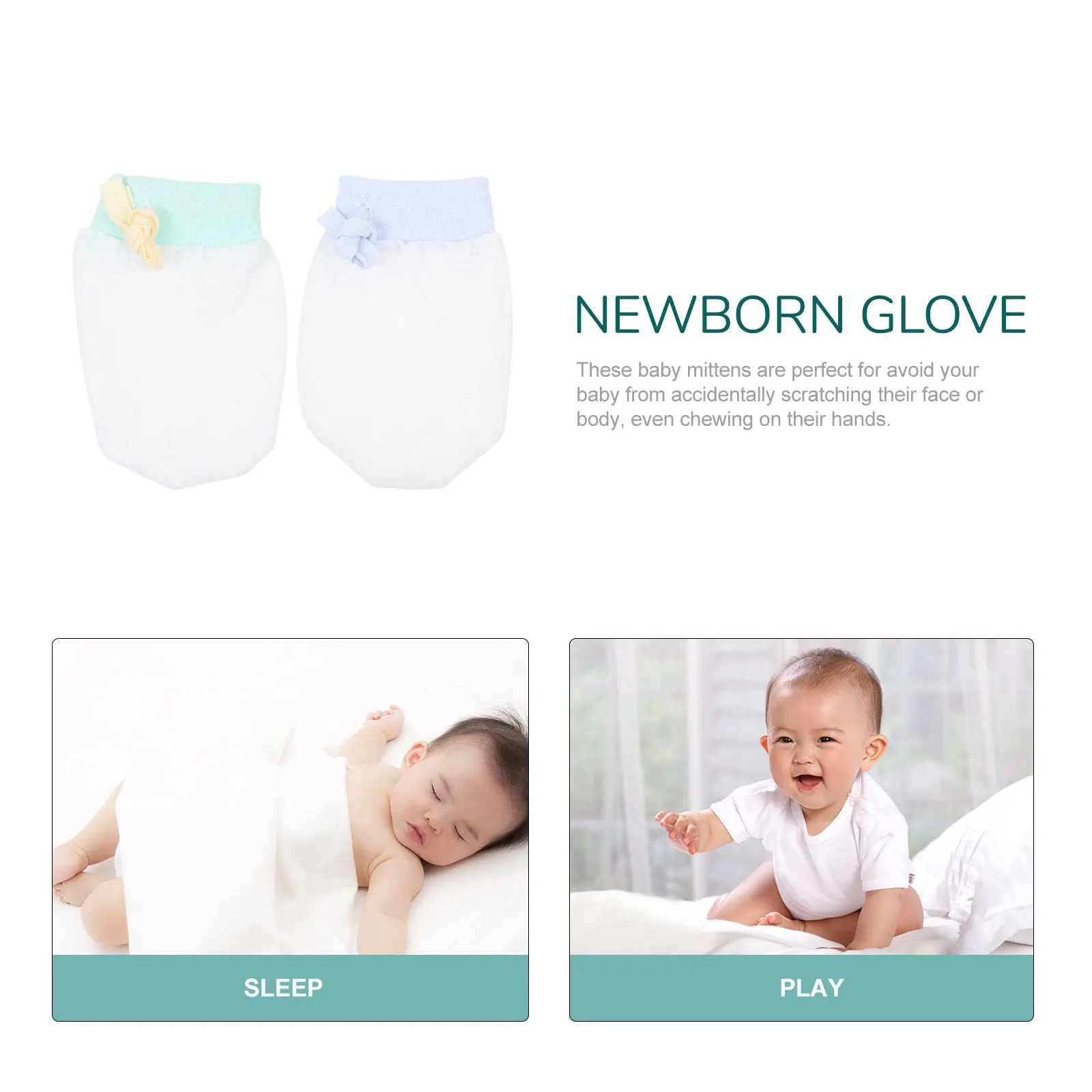 

2 пары варежек для новорожденных, устойчивых к царапинам, из ледяного шелка, для защиты рук малыша, нежные к коже, можно стирать в машине