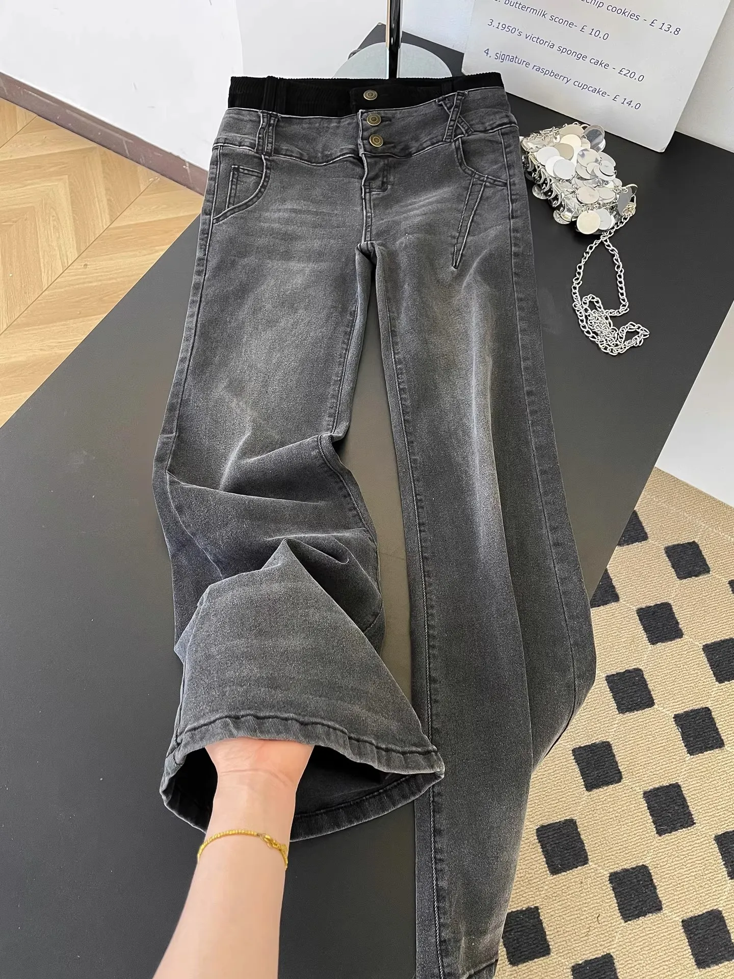 

Low Waist Bell Bot Jeans Women's Y2K Sexy Slimming Versatile Double Waist Design Commute Sle Classic Blue Denim Pants