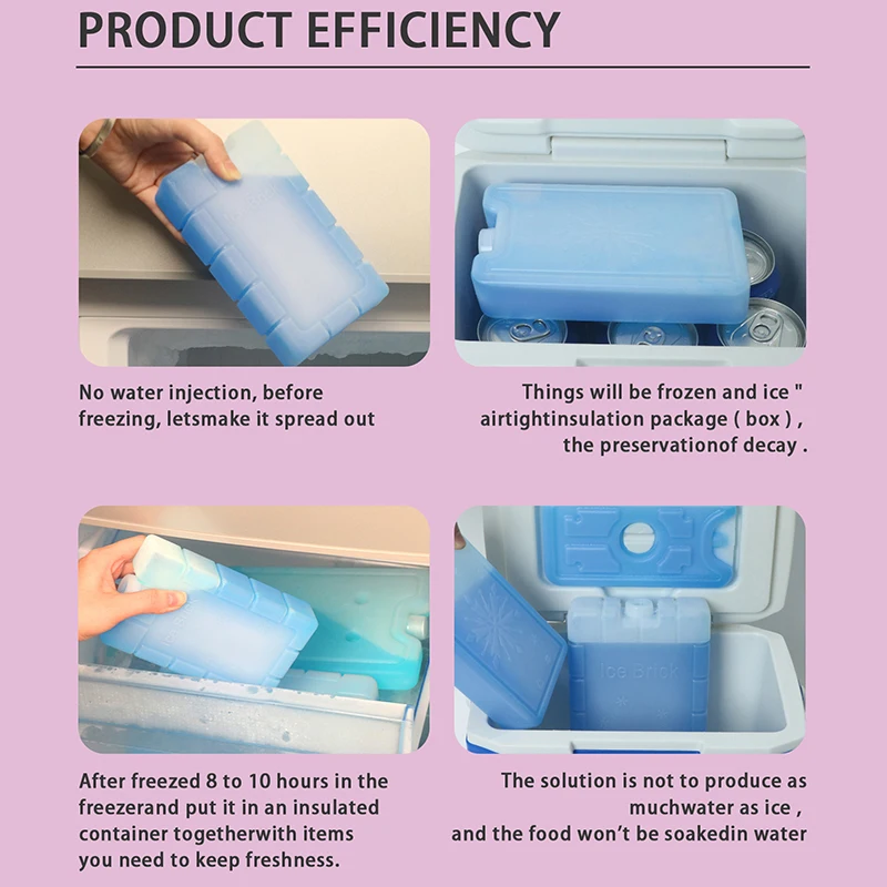 Reusable Gel Ice Packs for Cooler Slim Small Portable Leakproof Cooling Packs for Lunch Box Trips, Bingjeongha Ice Pack