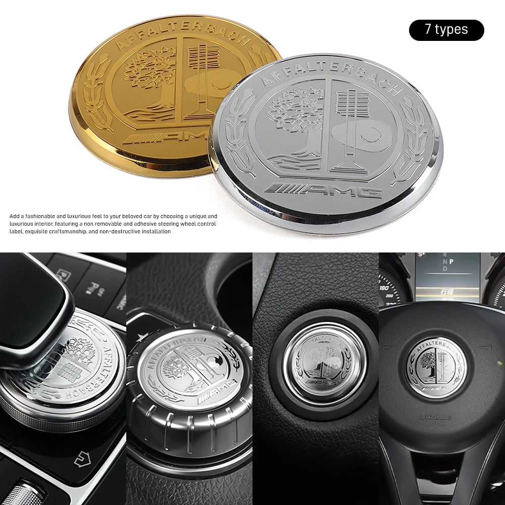 3D Aluminum Car One-touch Start Cover Ignition Device Button Decoration Sticker For Mercedes Benz AFFALTERBACH AMG Badge Emblem