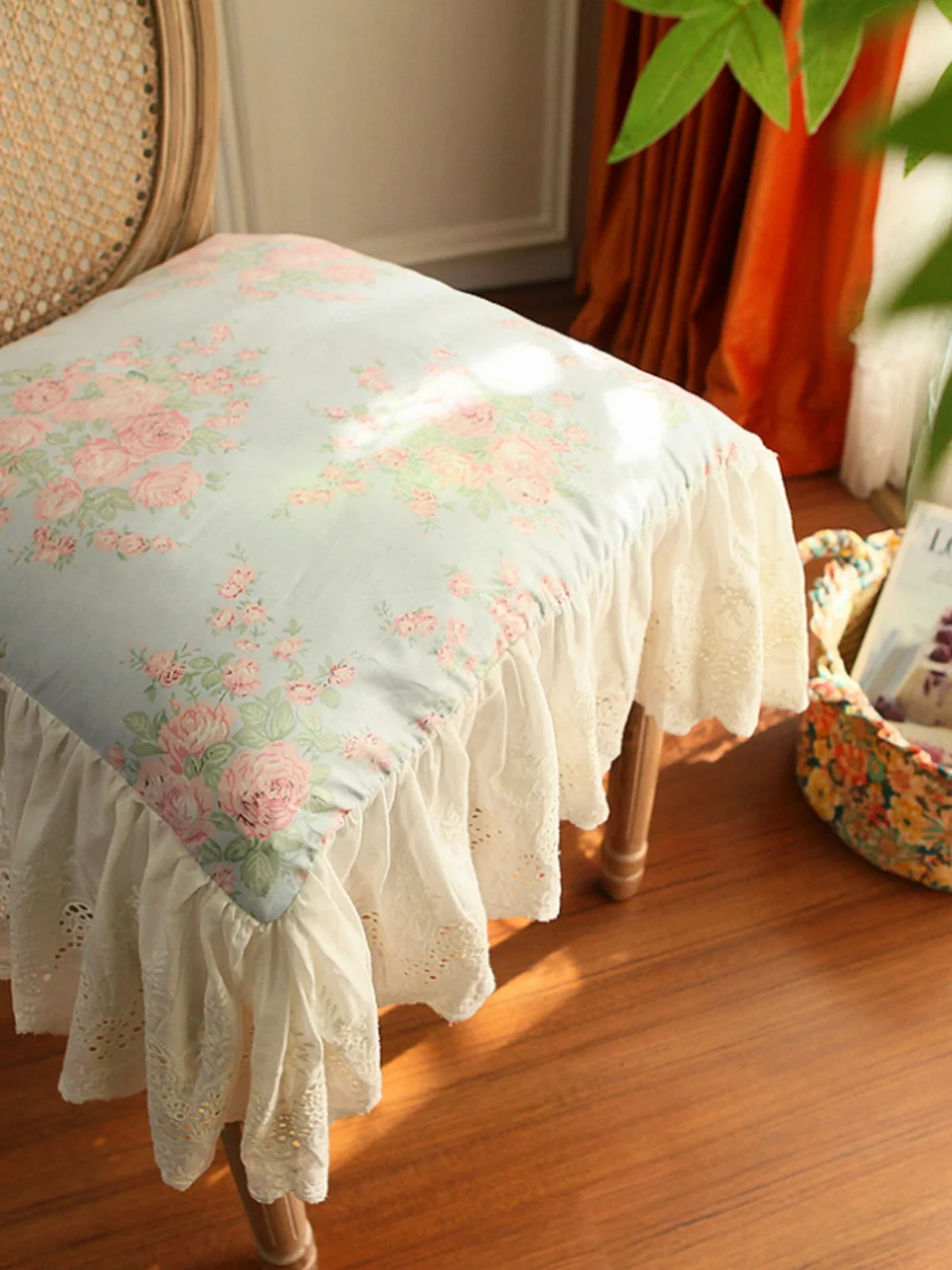 

Подушка для стула в корейском стиле из чистого хлопка с кружевной вышивкой, съемная, моющаяся, утолщенная, декоративная, для дома, текстильное изделие