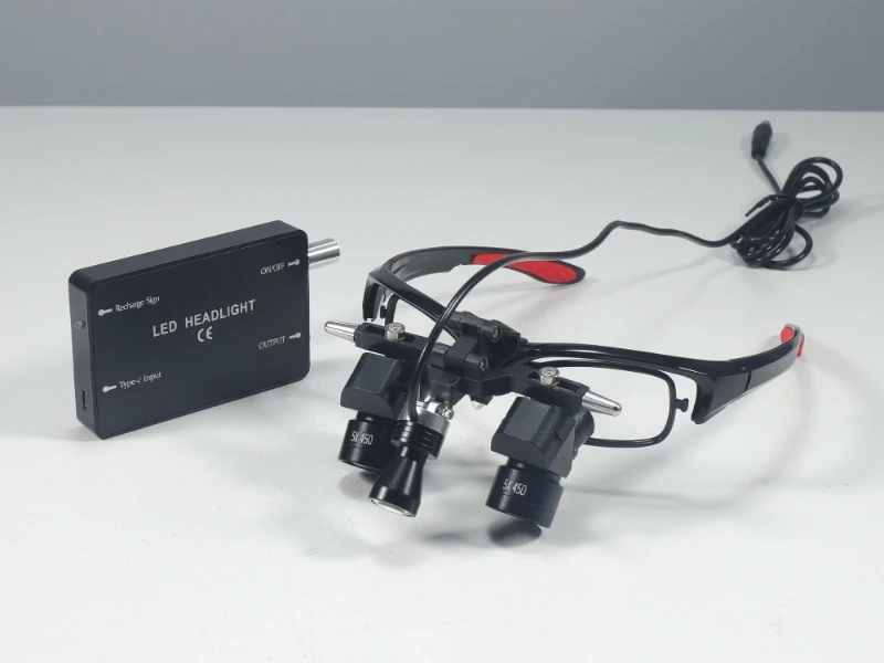 Loupes 5X Magnification with LED Headlight Rechargeable Type-C Loupes 350-550mm Working Distance