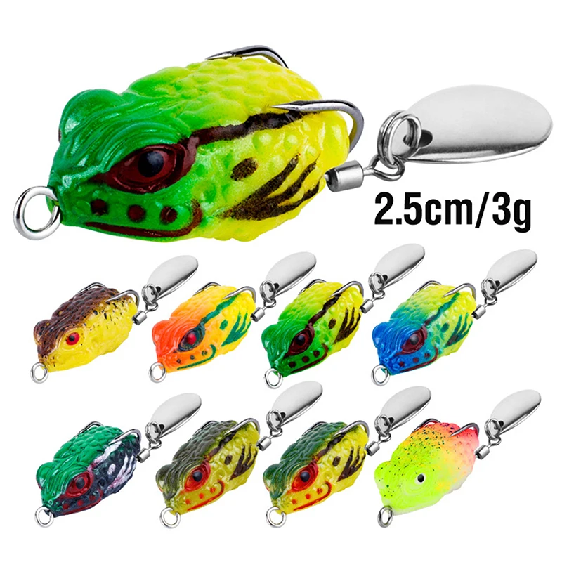 Outdoor Luya Long-range Thunder Frog 2.5cm/3g Mini Frog Hits Black Software Toad Frog Double Hook Noise Sequins