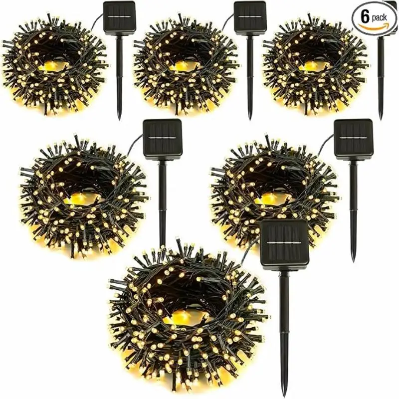 

6Pcs Solar String Lights,600 LED 236Ft,Outdoor Waterproof Multicolor Led Lights for Garden Party Weding Christmas Decorations