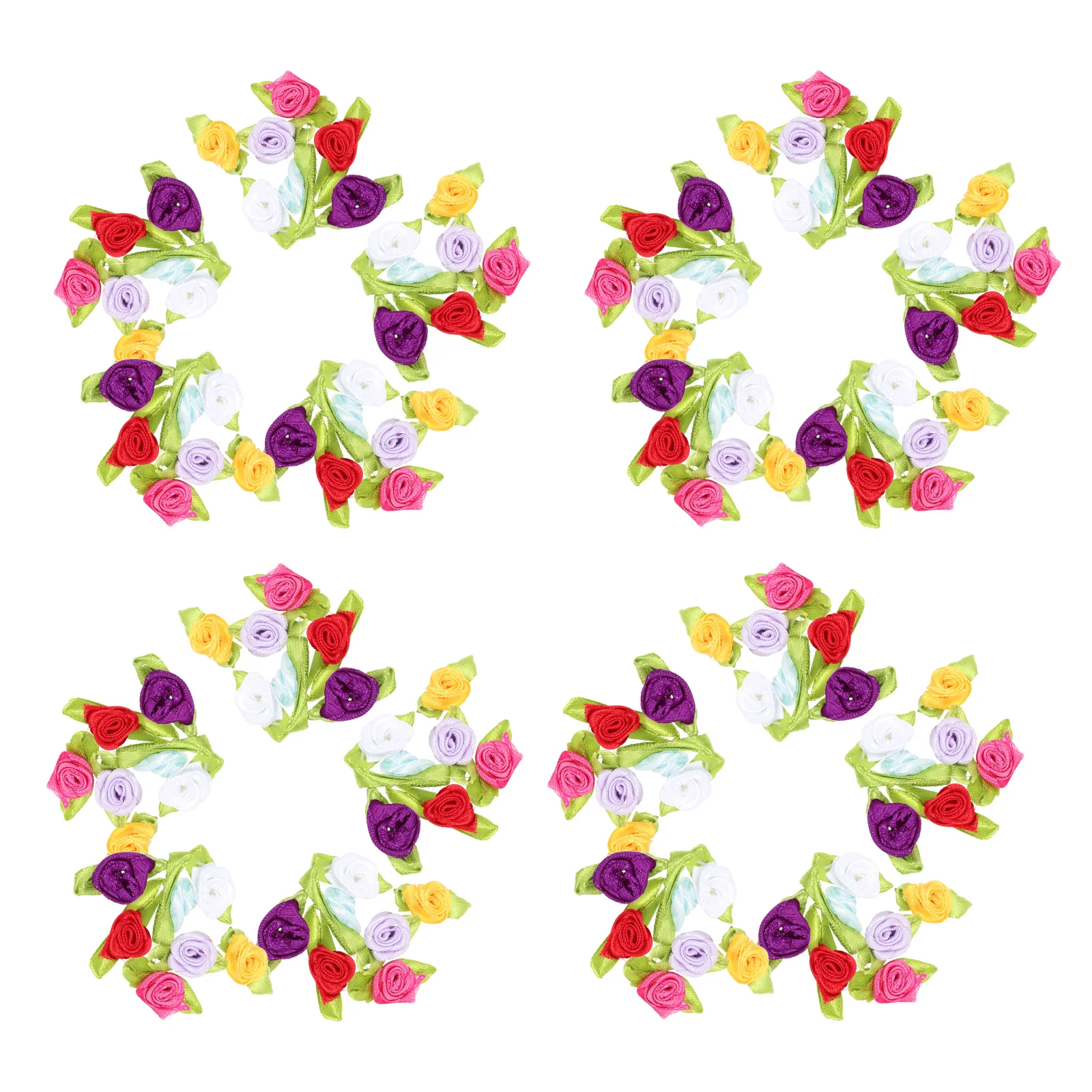 100 قطعة شريط الورد الصغير الزهور الملابس والاكسسوارات DIY بها بنفسك التطريز الديكورات الخياطة النسيج زهرة الملابس الزينة الحرفية #4