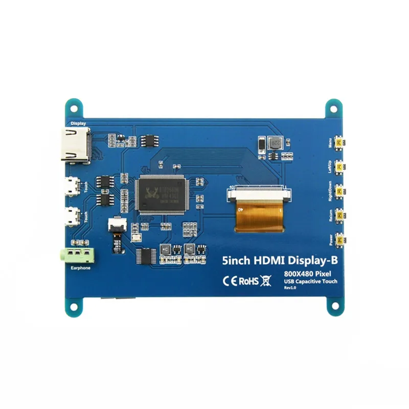 Imagem -02 - Módulo de Tela de Toque Capacitiva Compatível com Hdmi Lcd Raspberry pi 2b 3b Mais 4b pc bb Banana Preto 800x480