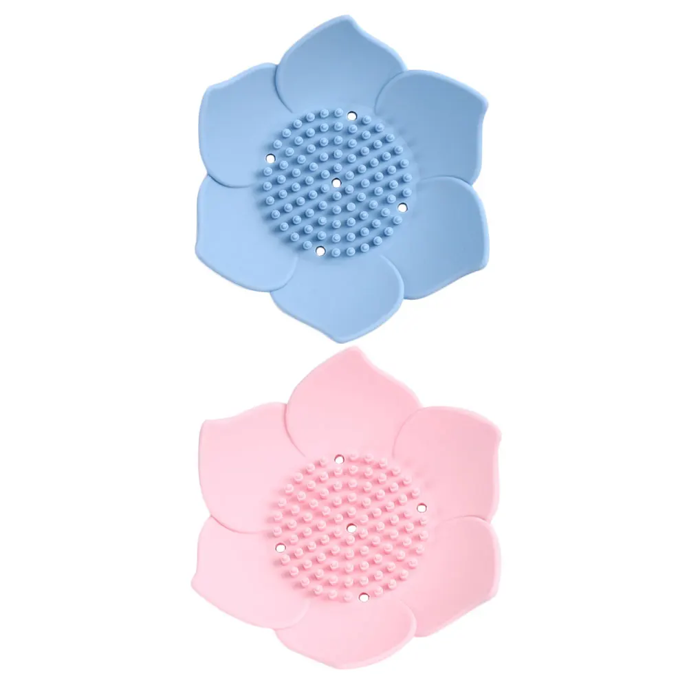 

2 Pcs Soap Dish Holder with Drainage Tray Boxes Bracket Silica Gel Bathroom Travel