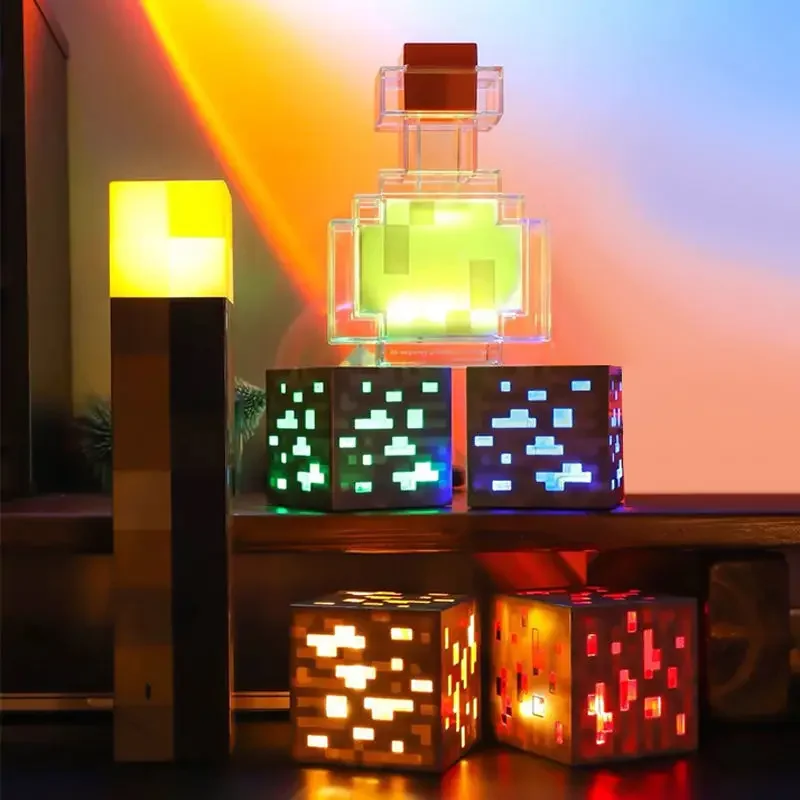 Imagem -02 - Led Brownstone Torch Night Light Game Creativity Toy Lamp Recarregável Bedside Decor Presentes para Crianças