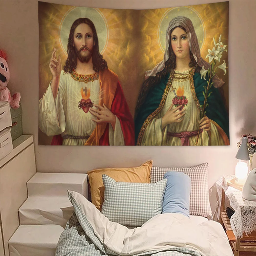 Jesus Christ Hanging Bohemian Tapestry Japanese Wall Tapestry Anime Kawaii Room Decor