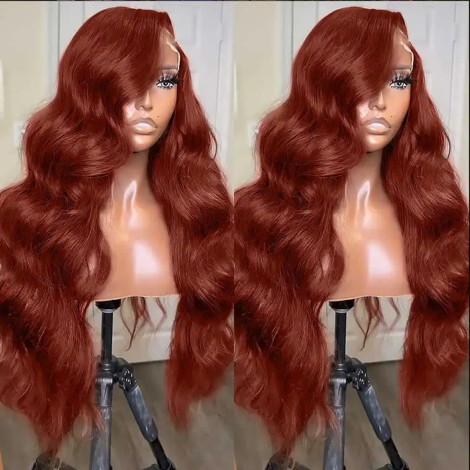 

30 34 inch Reddish Brown Body Wave Lace Frontal Human Hair Wig Brazilian Human Hair Wig For Women 13x4 13x6 HD Lace Frontal Wig