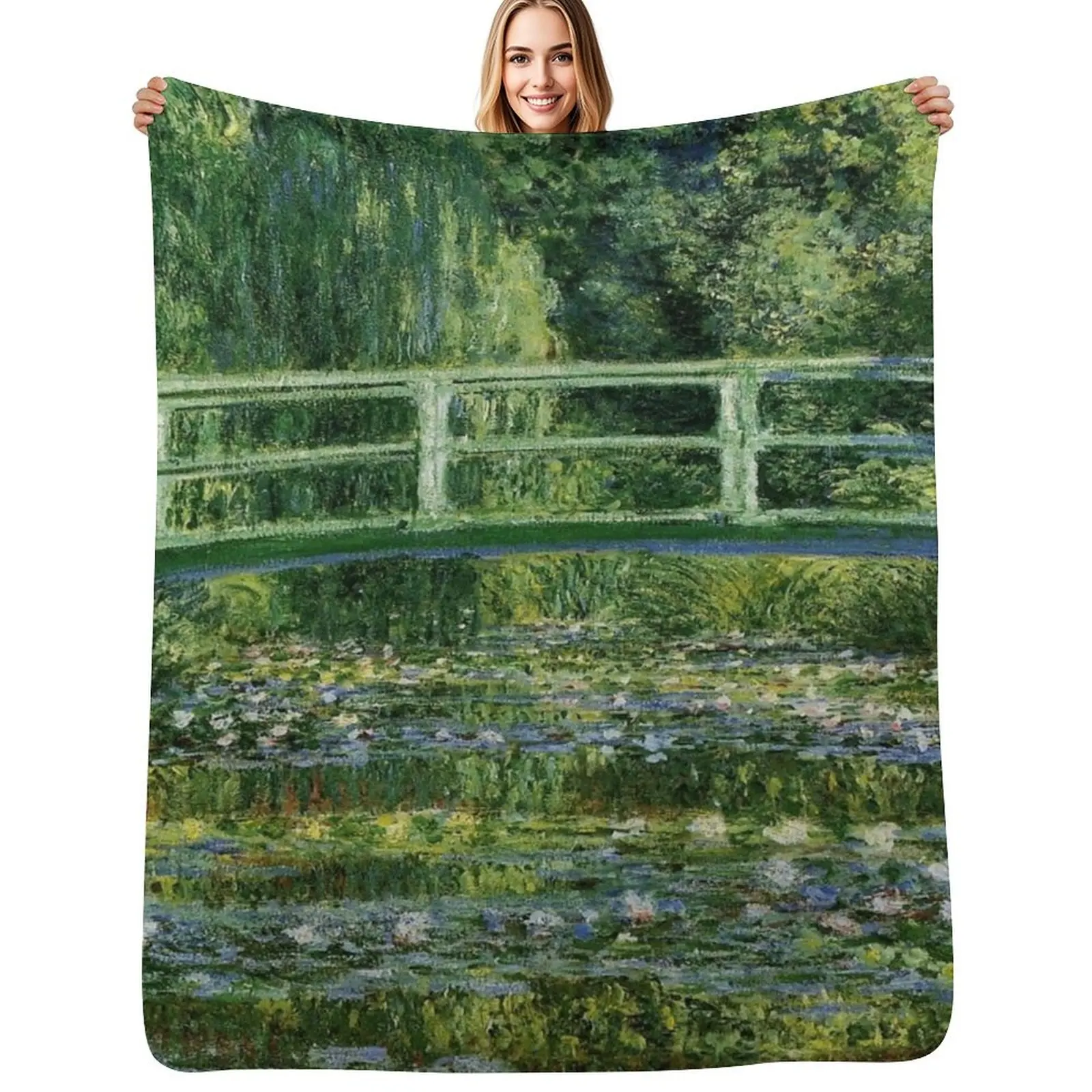 Abstract Bridge And Water Lilies Throw Blanket Cute Sofa Quilt For Sofa Thin bed plaid Sleeping Bag Summer Beddings Blankets