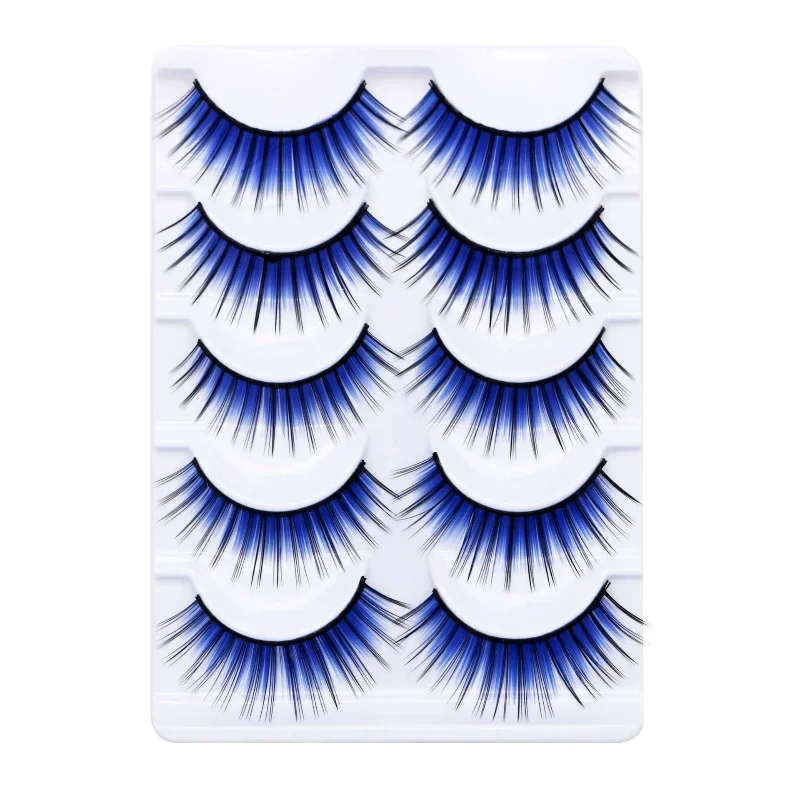 10PCS Colorful Fake eyelashes  Makeup Products Blue Red Pink False Eyelashes Thick Fake Eyelash Extension Faux Cils Makeup