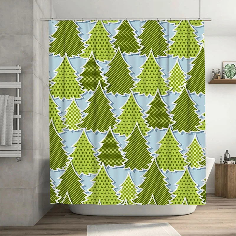 

TU Shower Curtain Nature Forest Trees Scenic Backdrop Bathroom Decor Greenery Botanical Washable Waterproof Home Textile